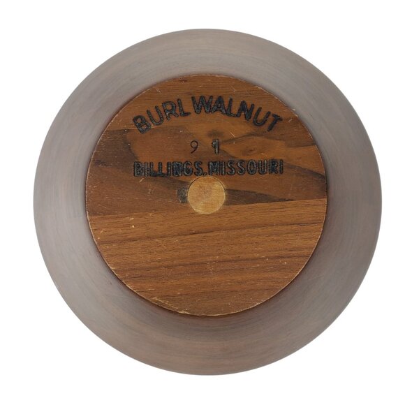 Vintage 70s Modern Burl Walnut Dark Hardwood Heavy Salad Bowl Set 4 Bowls GUC - Picture 5 of 6